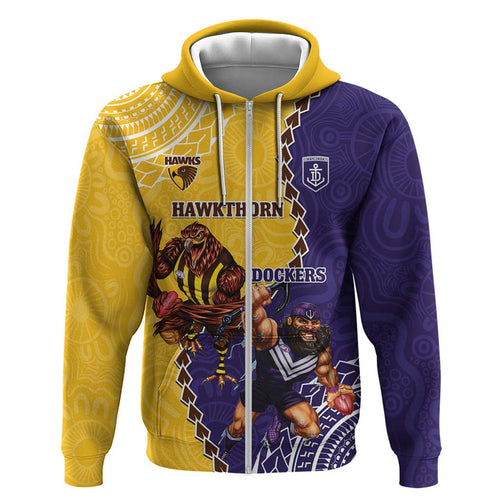 Custom Dockers And Hawks Football Hoodie Aboriginal Mix Polynesian Pattern