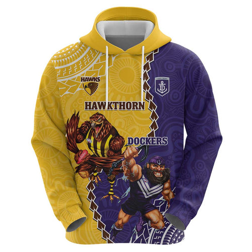 Custom Dockers And Hawks Football Hoodie Aboriginal Mix Polynesian Pattern