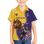 Custom Dockers And Hawks Football Kid Hawaiian Shirt Aboriginal Mix Polynesian Pattern