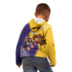 Custom Dockers And Hawks Football Kid Hoodie Aboriginal Mix Polynesian Pattern
