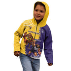 Custom Dockers And Hawks Football Kid Hoodie Aboriginal Mix Polynesian Pattern