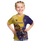 Custom Dockers And Hawks Football Kid T Shirt Aboriginal Mix Polynesian Pattern