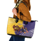 Custom Dockers And Hawks Football Leather Tote Bag Aboriginal Mix Polynesian Pattern