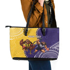 Custom Dockers And Hawks Football Leather Tote Bag Aboriginal Mix Polynesian Pattern