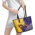 Custom Dockers And Hawks Football Leather Tote Bag Aboriginal Mix Polynesian Pattern