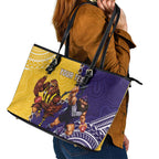 Custom Dockers And Hawks Football Leather Tote Bag Aboriginal Mix Polynesian Pattern