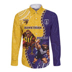 Custom Dockers And Hawks Football Long Sleeve Button Shirt Aboriginal Mix Polynesian Pattern