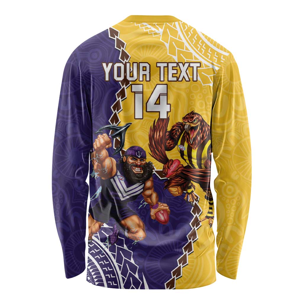 Custom Dockers And Hawks Football Long Sleeve Shirt Aboriginal Mix Polynesian Pattern