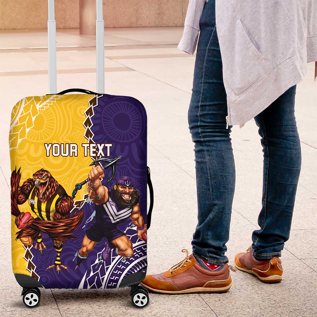 Custom Dockers And Hawks Football Luggage Cover Aboriginal Mix Polynesian Pattern