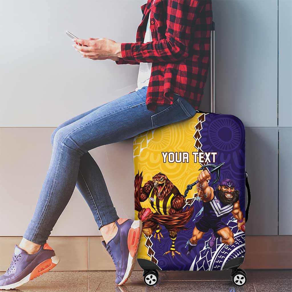 Custom Dockers And Hawks Football Luggage Cover Aboriginal Mix Polynesian Pattern