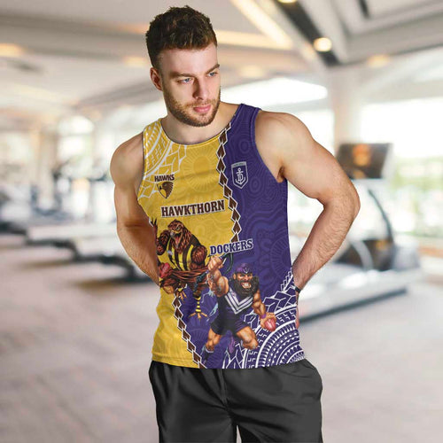 Custom Dockers And Hawks Football Men Tank Top Aboriginal Mix Polynesian Pattern