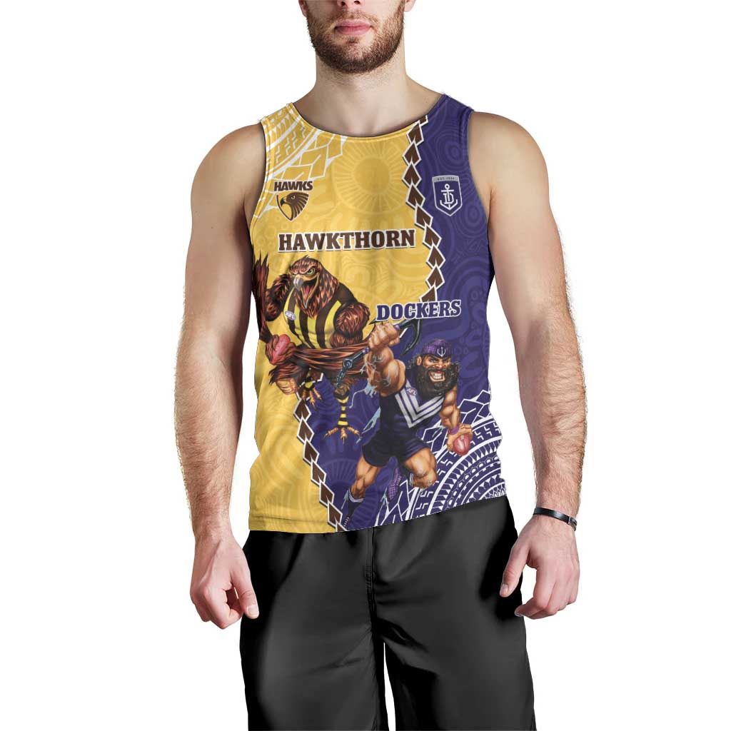 Custom Dockers And Hawks Football Men Tank Top Aboriginal Mix Polynesian Pattern