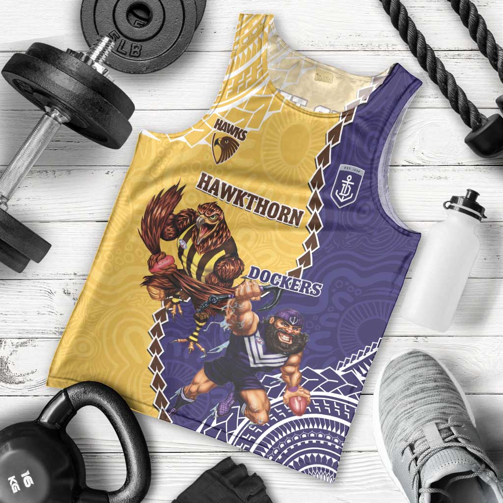 Custom Dockers And Hawks Football Men Tank Top Aboriginal Mix Polynesian Pattern