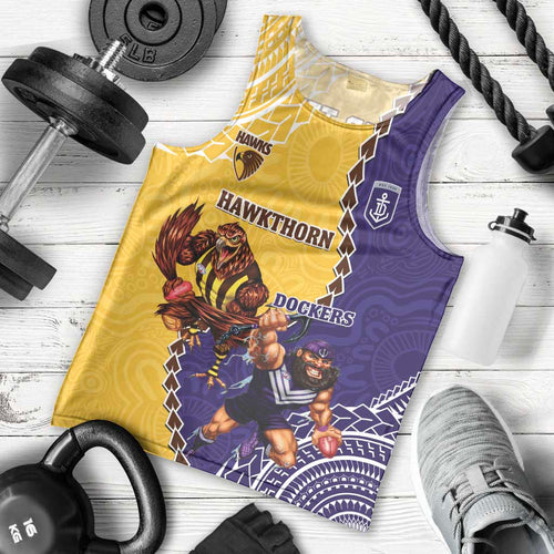 Custom Dockers And Hawks Football Men Tank Top Aboriginal Mix Polynesian Pattern