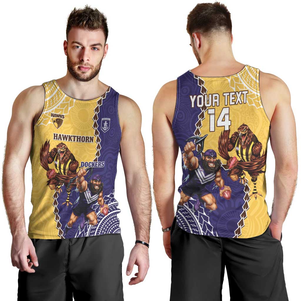 Custom Dockers And Hawks Football Men Tank Top Aboriginal Mix Polynesian Pattern