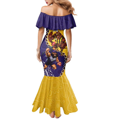 Custom Dockers And Hawks Football Mermaid Dress Aboriginal Mix Polynesian Pattern