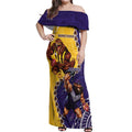 Custom Dockers And Hawks Football Off Shoulder Maxi Dress Aboriginal Mix Polynesian Pattern