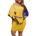 Custom Dockers And Hawks Football Off Shoulder Short Dress Aboriginal Mix Polynesian Pattern