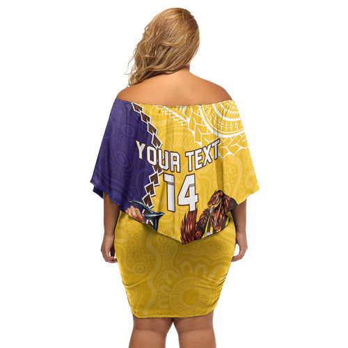Custom Dockers And Hawks Football Off Shoulder Short Dress Aboriginal Mix Polynesian Pattern