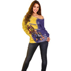 Custom Dockers And Hawks Football Off Shoulder Sweater Aboriginal Mix Polynesian Pattern