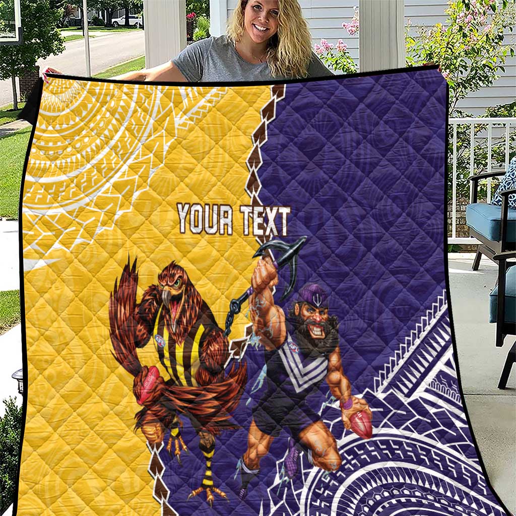 Custom Dockers And Hawks Football Quilt Aboriginal Mix Polynesian Pattern