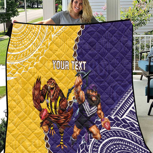 Custom Dockers And Hawks Football Quilt Aboriginal Mix Polynesian Pattern