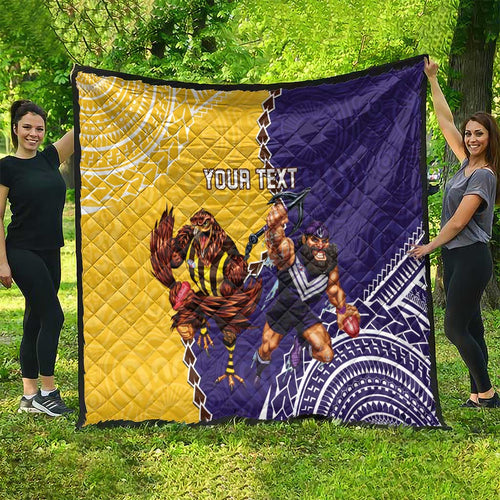 Custom Dockers And Hawks Football Quilt Aboriginal Mix Polynesian Pattern