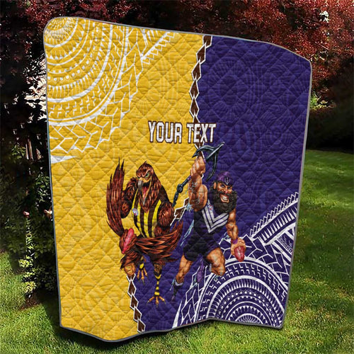 Custom Dockers And Hawks Football Quilt Aboriginal Mix Polynesian Pattern