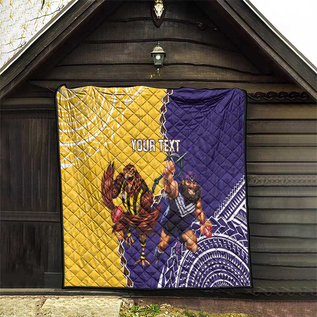Custom Dockers And Hawks Football Quilt Aboriginal Mix Polynesian Pattern