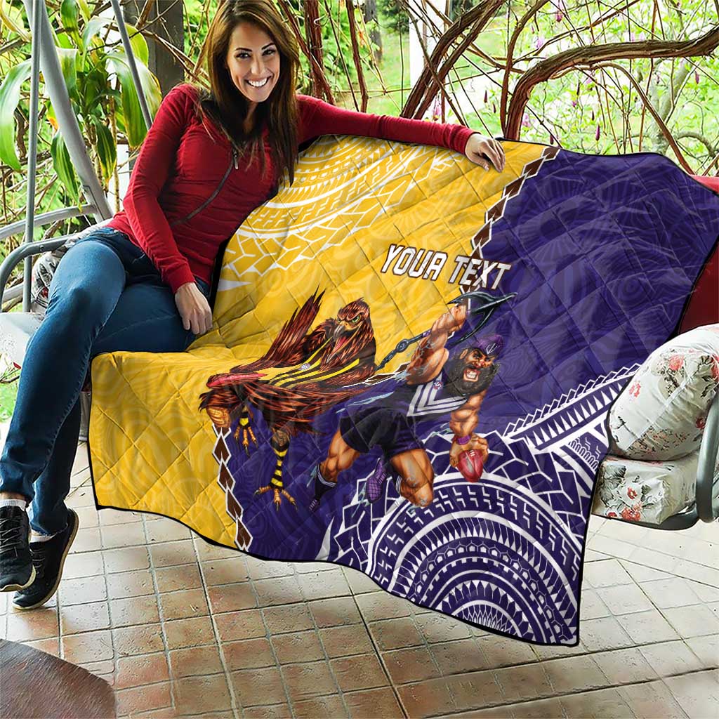 Custom Dockers And Hawks Football Quilt Aboriginal Mix Polynesian Pattern