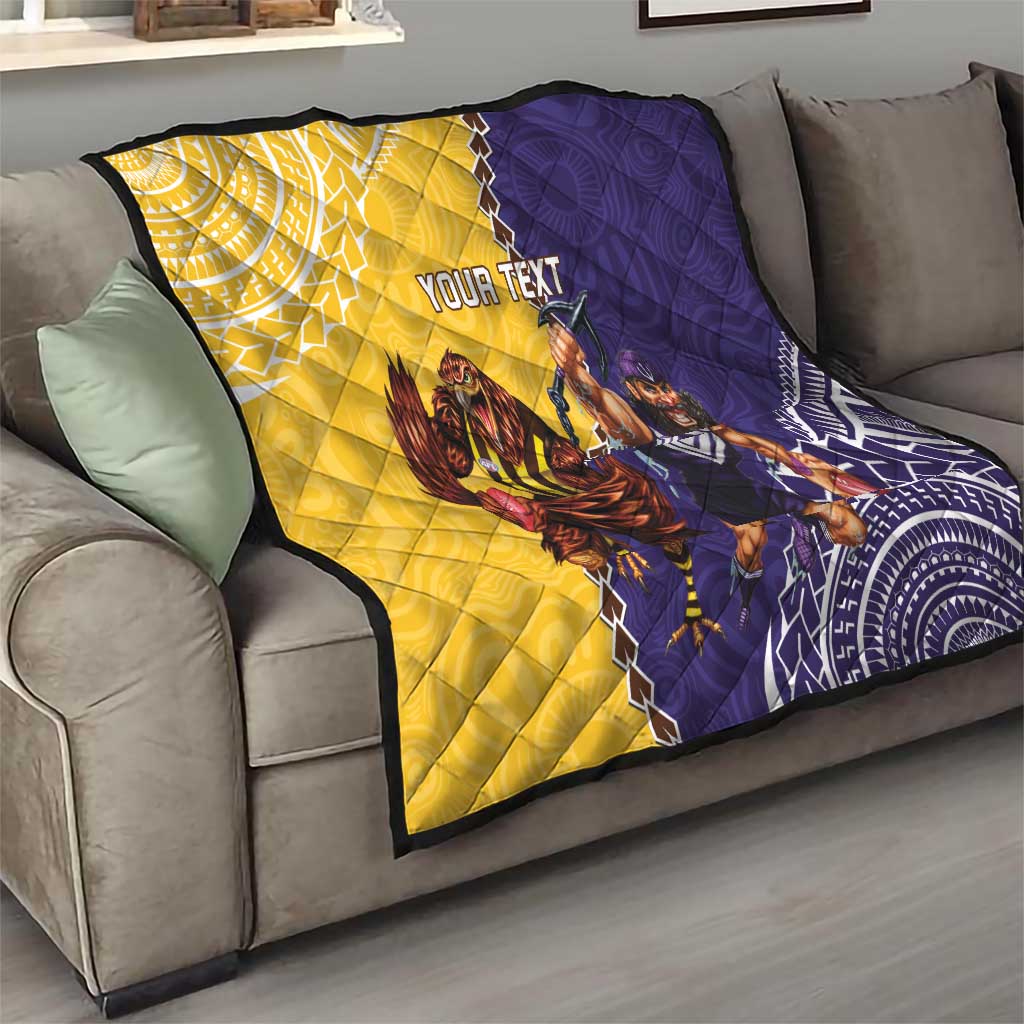 Custom Dockers And Hawks Football Quilt Aboriginal Mix Polynesian Pattern