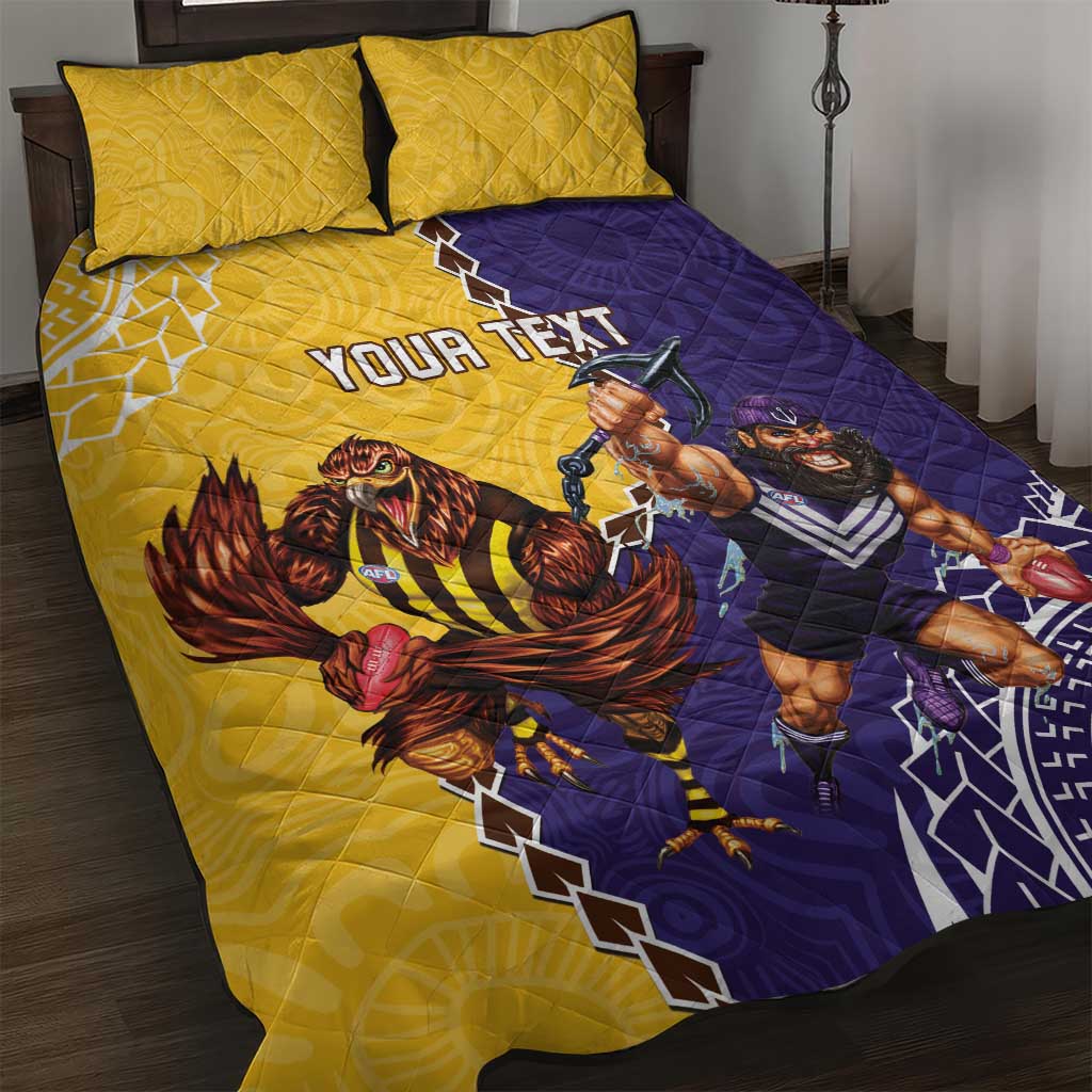 Custom Dockers And Hawks Football Quilt Bed Set Aboriginal Mix Polynesian Pattern