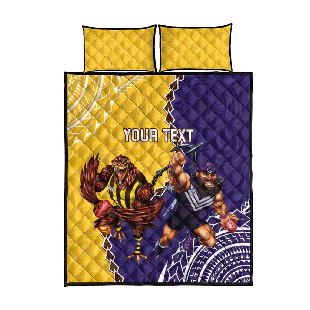 Custom Dockers And Hawks Football Quilt Bed Set Aboriginal Mix Polynesian Pattern
