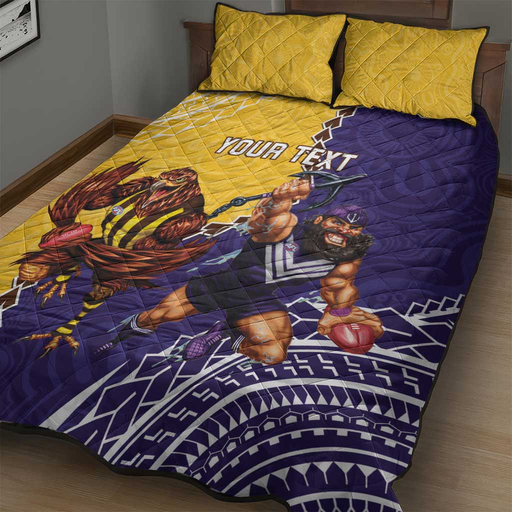 Custom Dockers And Hawks Football Quilt Bed Set Aboriginal Mix Polynesian Pattern