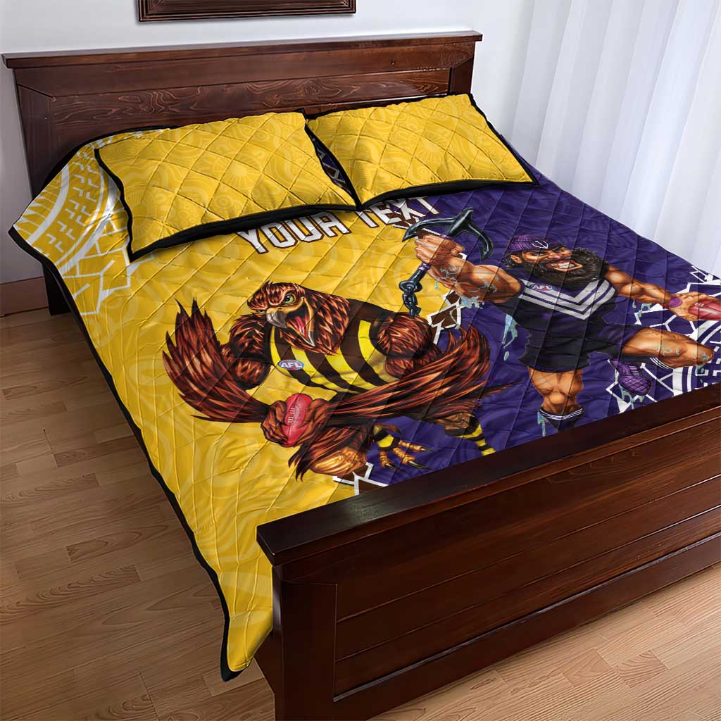 Custom Dockers And Hawks Football Quilt Bed Set Aboriginal Mix Polynesian Pattern