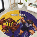 Custom Dockers And Hawks Football Round Carpet Aboriginal Mix Polynesian Pattern