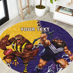 Custom Dockers And Hawks Football Round Carpet Aboriginal Mix Polynesian Pattern