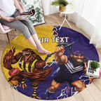 Custom Dockers And Hawks Football Round Carpet Aboriginal Mix Polynesian Pattern