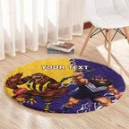 Custom Dockers And Hawks Football Round Carpet Aboriginal Mix Polynesian Pattern