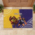 Custom Dockers And Hawks Football Rubber Doormat Aboriginal Mix Polynesian Pattern