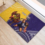 Custom Dockers And Hawks Football Rubber Doormat Aboriginal Mix Polynesian Pattern
