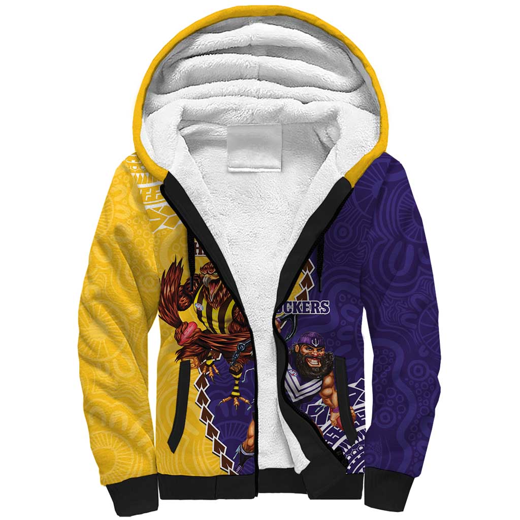 Custom Dockers And Hawks Football Sherpa Hoodie Aboriginal Mix Polynesian Pattern