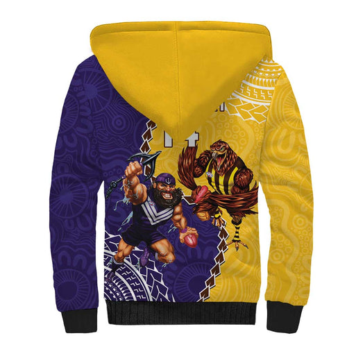 Custom Dockers And Hawks Football Sherpa Hoodie Aboriginal Mix Polynesian Pattern