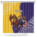 Custom Dockers And Hawks Football Shower Curtain Aboriginal Mix Polynesian Pattern