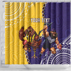 Custom Dockers And Hawks Football Shower Curtain Aboriginal Mix Polynesian Pattern