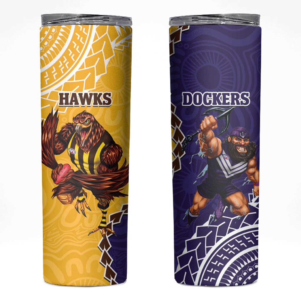Dockers And Hawks Football Skinny Tumbler Aboriginal Mix Polynesian Pattern