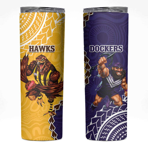 Dockers And Hawks Football Skinny Tumbler Aboriginal Mix Polynesian Pattern