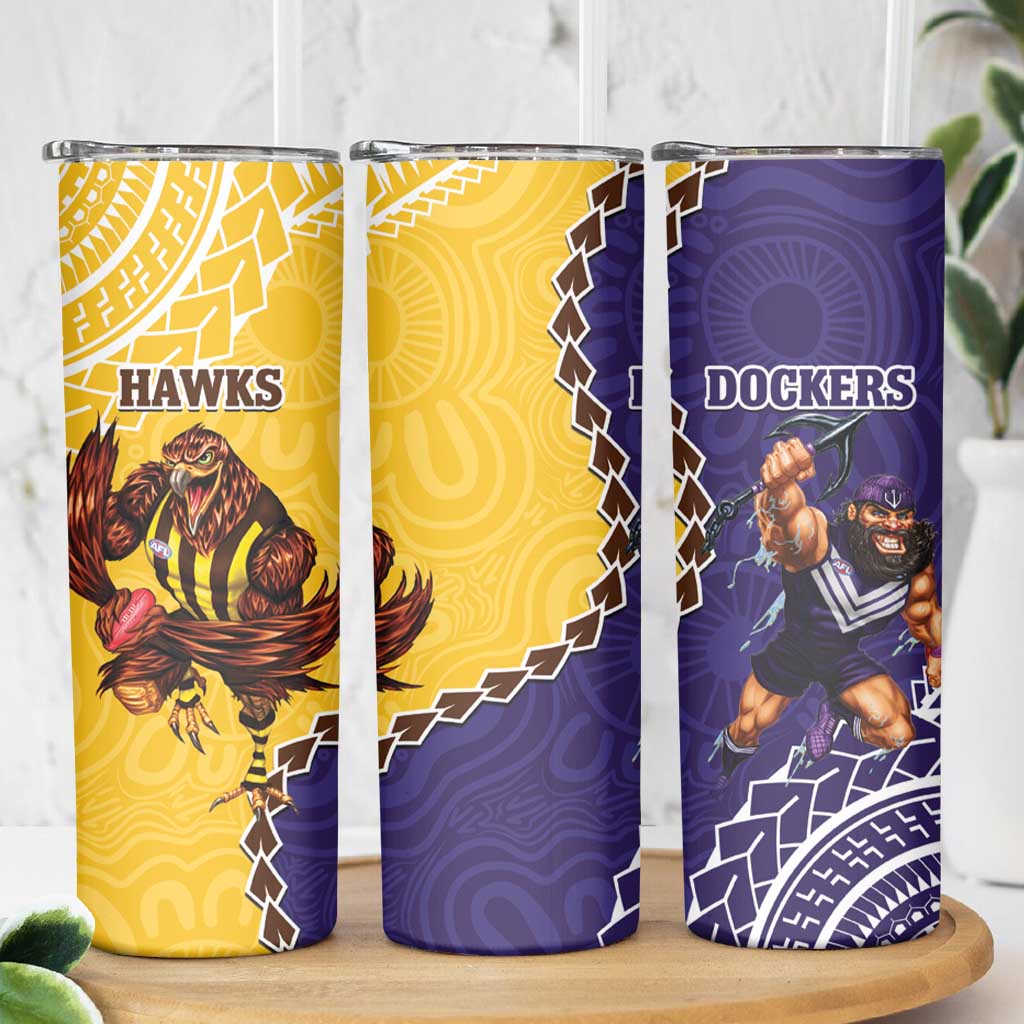 Dockers And Hawks Football Skinny Tumbler Aboriginal Mix Polynesian Pattern