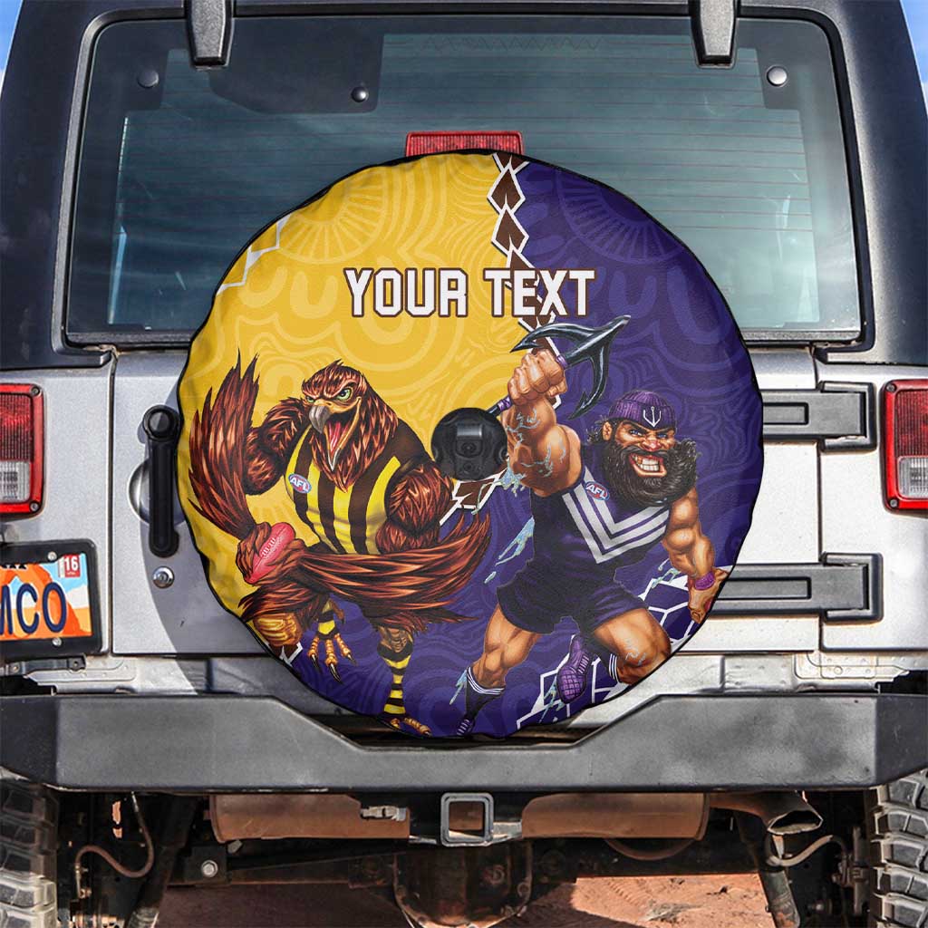 Custom Dockers And Hawks Football Spare Tire Cover Aboriginal Mix Polynesian Pattern
