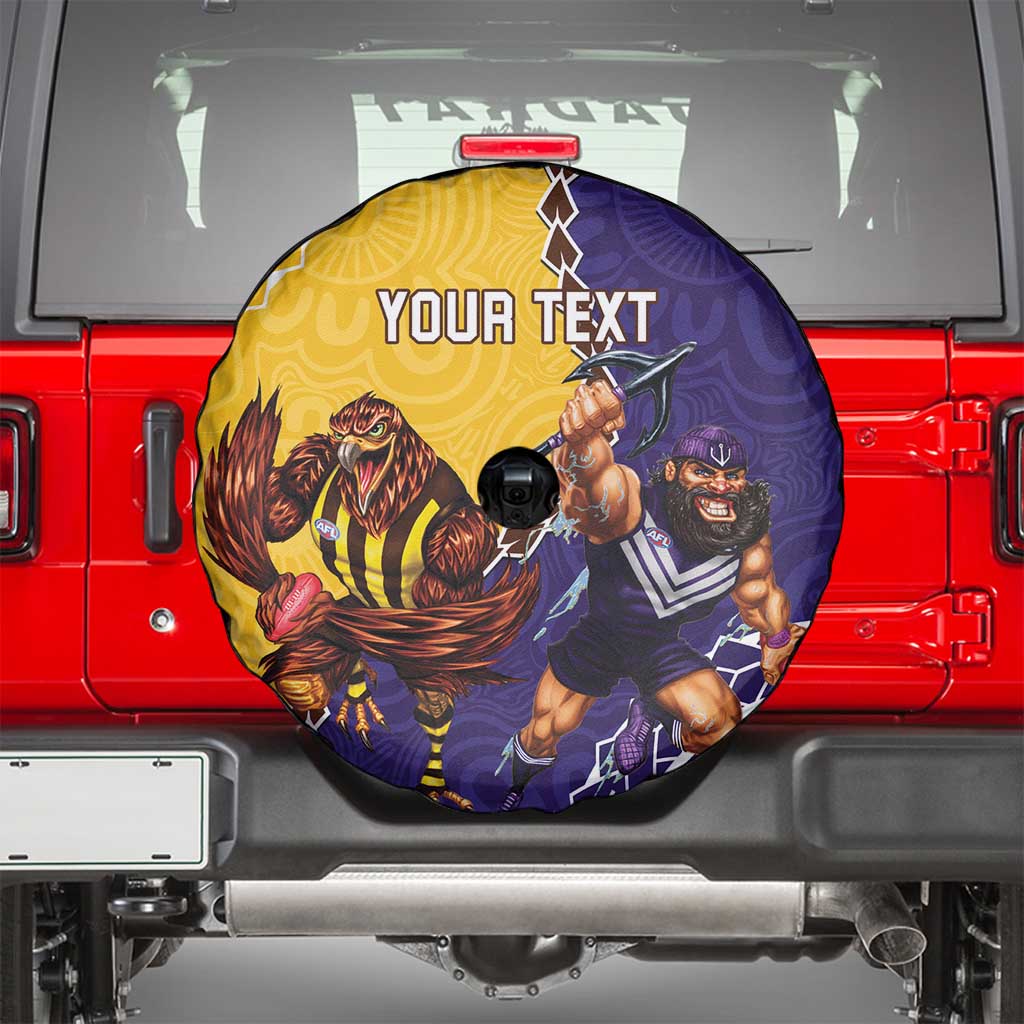 Custom Dockers And Hawks Football Spare Tire Cover Aboriginal Mix Polynesian Pattern
